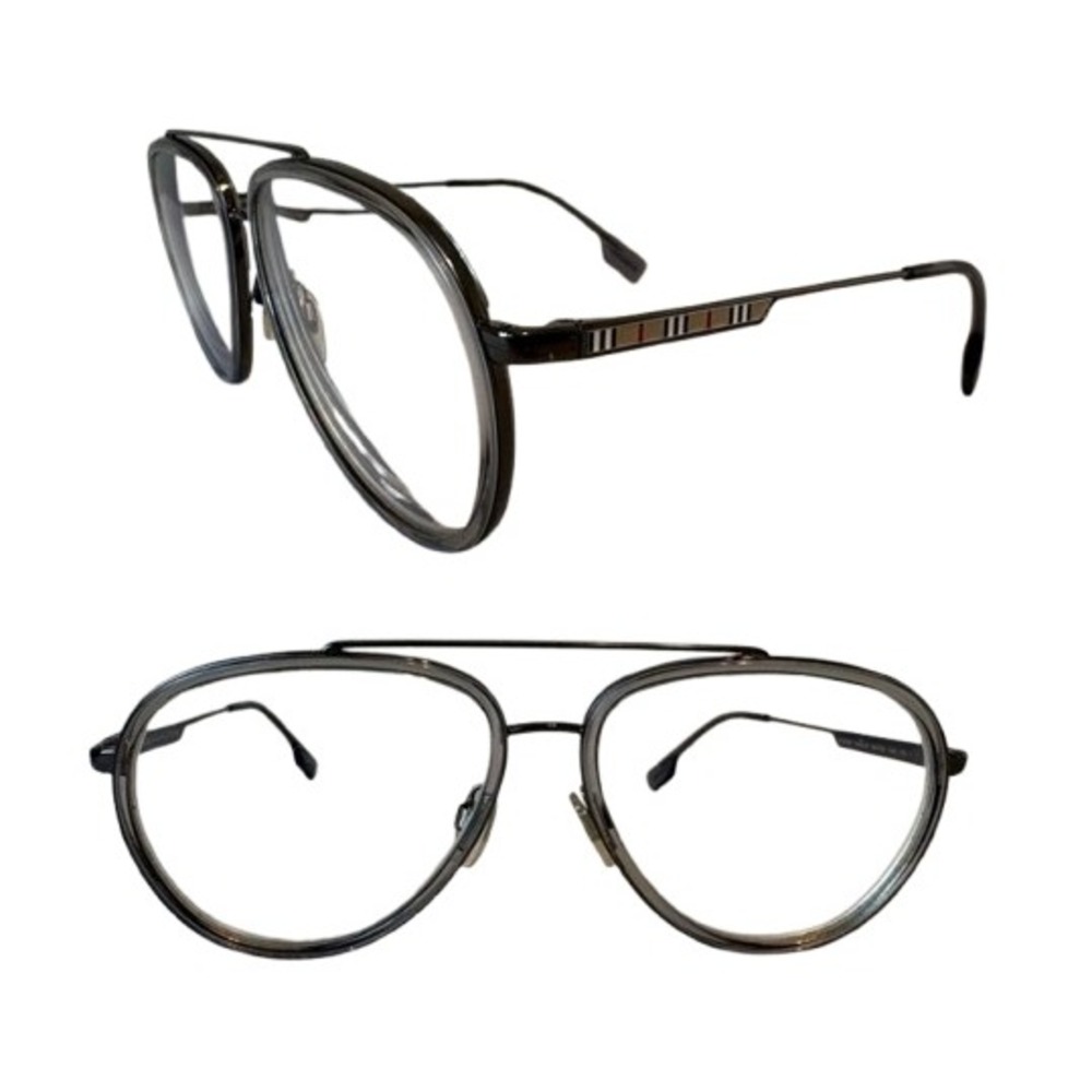 Burberry Gunmetal Grey Aviator Eyeglasses Mens